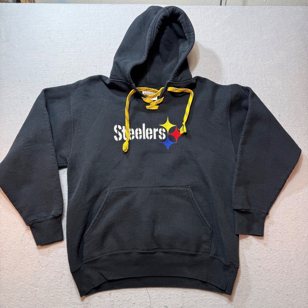 Vintage Pittsburgh Steelers Hoodie Men's‎ Medium — Black / NFL / Eagle / USA